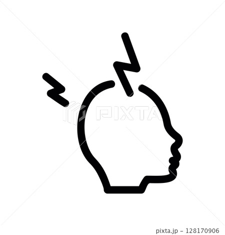 Headache symptom icon with a person s head and lightning bolts 128170906