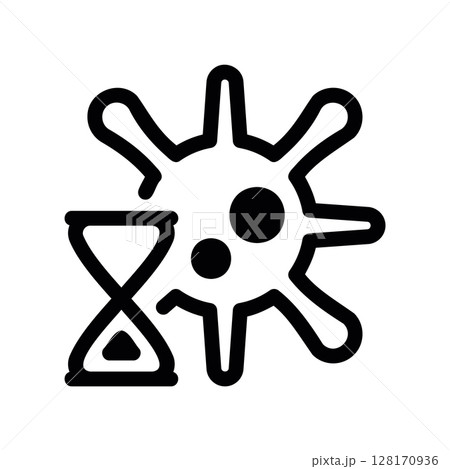 Virus cell icon combined with an hourglass for incubation period Virus cell icon combined with an hourglass for incubation period 128170936