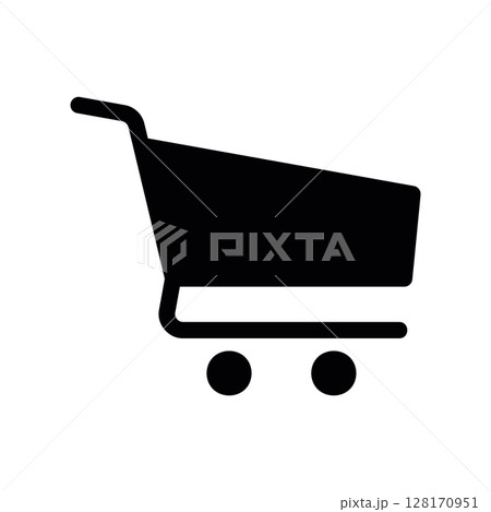 Simple black silhouette icon of a shopping cart or trolley 128170951