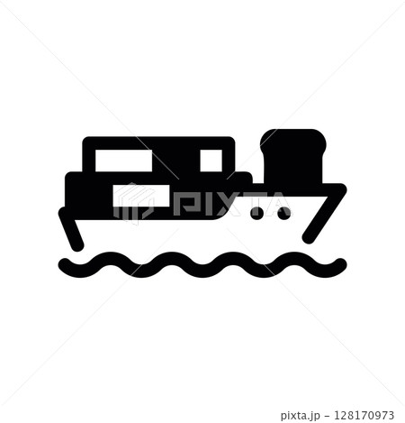 Cargo ship icon for international sea freight and logistics Cargo ship icon for international sea freight and logistics 128170973