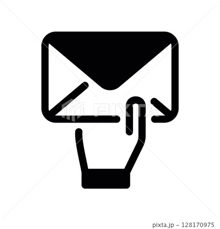 Hand holding an envelope, an icon for mail or postal service 128170975