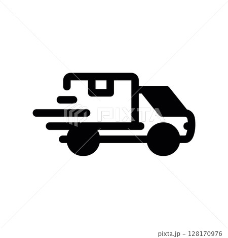 Express delivery van icon with motion lines indicating speed 128170976