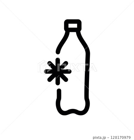 Chilled water bottle line icon with a snowflake symbol 128170979