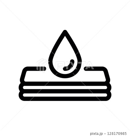 Water filtration concept showing a drop on a membrane, line art 128170985