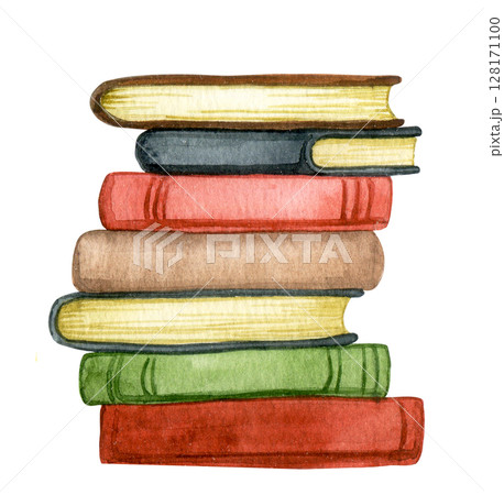 stack of old books. watercolor illustration cartoon stack of old books. watercolor illustration cartoon 128171100
