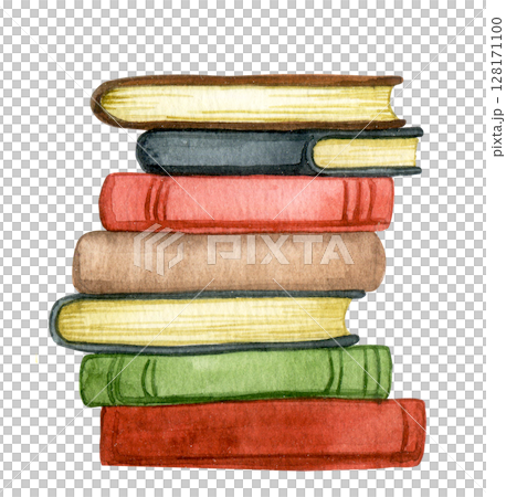 stack of old books. watercolor illustration cartoon stack of old books. watercolor illustration cartoon 128171100