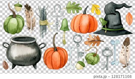 cute watercolor magic supplies set. halloween clip art cute watercolor magic supplies set. halloween clip art 128171108