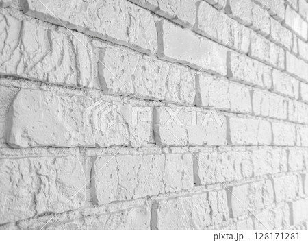 White Brick Wall Texture with Rugged Surface for Construction 128171281