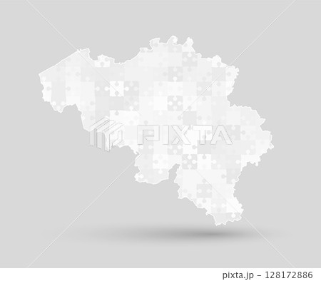 Creative map Belgium from grey puzzle, jigsaw 128172886
