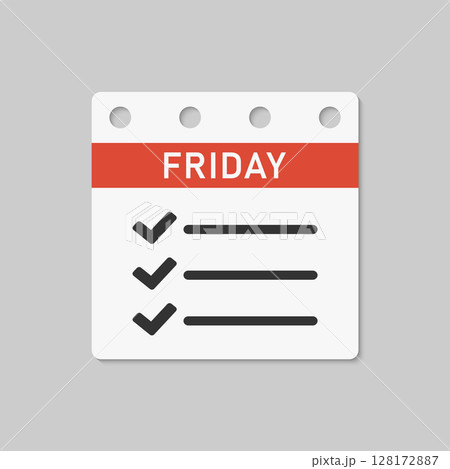 Page calendar day Friday, to-do list, checklist Page calendar day Friday, to-do list, checklist 128172887