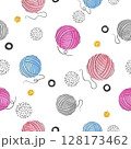 Seamless knitting pattern with colorful balls of yarn 128173462