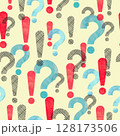 Seamless pattern with watercolor question and exclamation marks 128173506