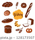 Hand drawn doodle bakery set. Different kinds of bread vector illustration 128173507