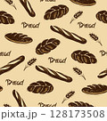 Bread pattern. Doodle bakery vector seamless illustration 128173508