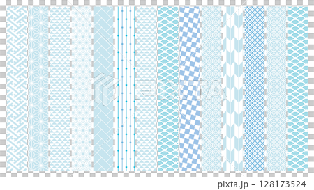 夏の季節の涼しい和柄背景イラスト 128173524