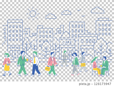 Business people walking in the business district_Color Business people walking in the business district_Color 128173947