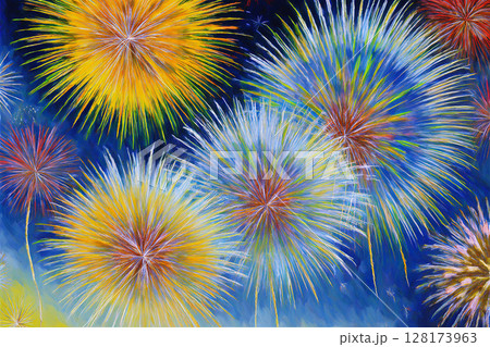 花火　油絵風 128173963