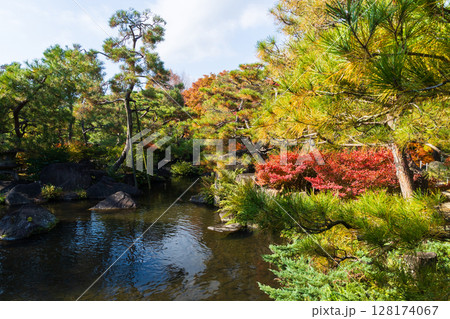 秋の兵庫県姫路市　紅葉の好古園 128174067