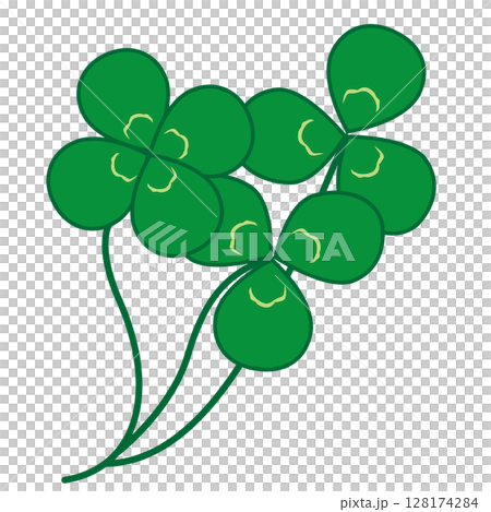 四つ葉のクローバーと三つ葉のクローバーのベクターイラスト 128174284