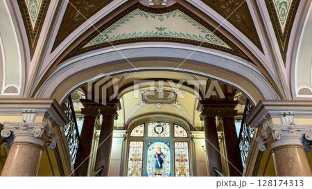 The Ornate and Intricate Architectural Details Found in a Historic Interior Space 128174313