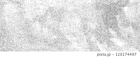 Abstract sandy grain texture. Stippled grit noise background. Distressed dust particles overlay. Grunge dotted sand backdrop. Stone specks, speckles, granules print wallpaper. Vector dot work texture 128174497