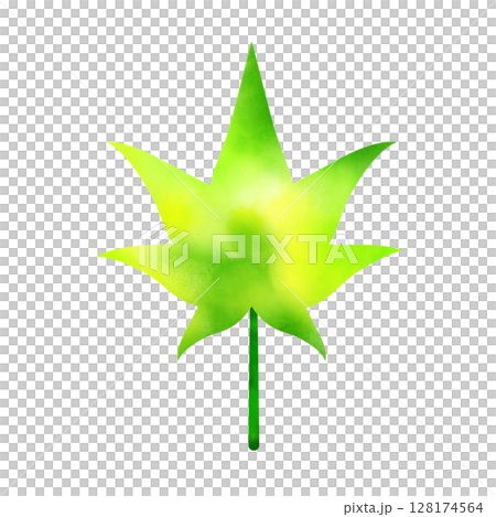 白色背景下簡單的藍色楓葉水彩插畫素材PNG 128174564