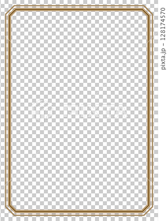 シンプルなメタリック銅色フレーム枠イラスト素材　レトロ感ブラウン額縁　背景白バックpng 128174570