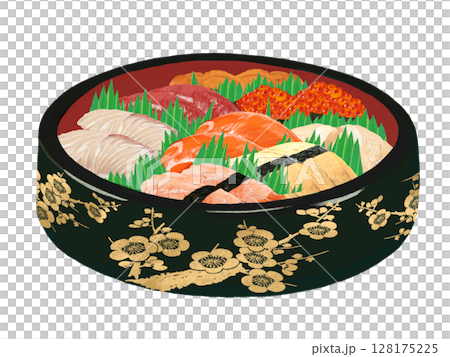 有柄握壽司(梅花圖案,黑色桶形) 有柄握壽司(梅花圖案,黑色桶形) 128175225