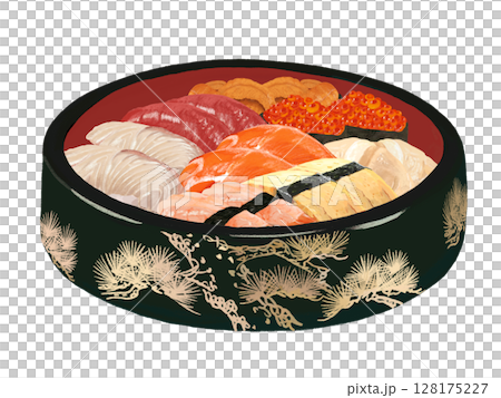 Nigiri sushi (pine pattern, black bucket) without handle Nigiri sushi (pine pattern, black bucket) without handle 128175227