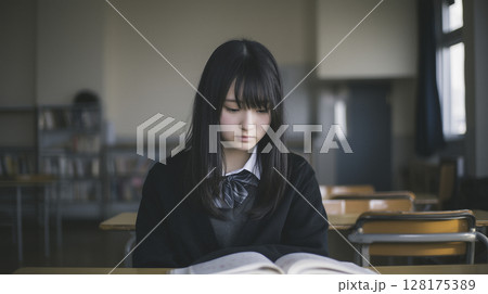 勉強している女子高生 128175389