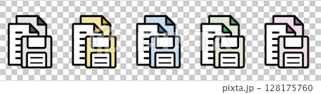 Illustration icon material set: Document file 086 128175760