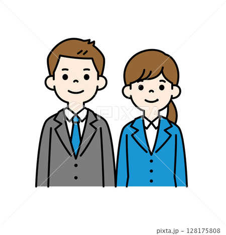 就職活動をしている若い男女の上半身イラスト素材セット＿ベクター＿カラー 128175808
