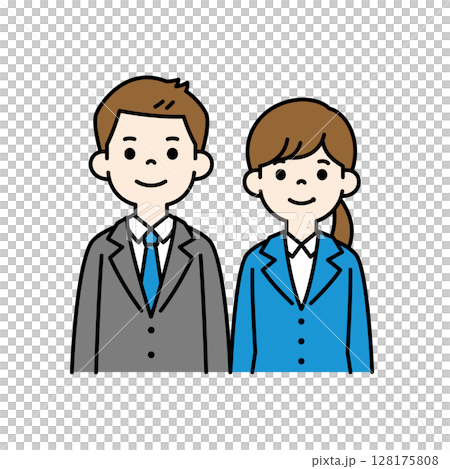 就職活動をしている若い男女の上半身イラスト素材セット＿ベクター＿カラー 128175808