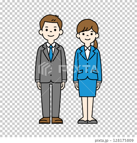 Full-body illustration material set of young men and women looking for jobs_vector_color 128175809