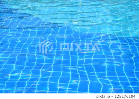 surface of blue swimming pool, freshness water background 128176104