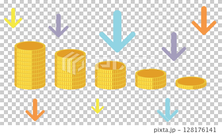 金幣逐漸減少的插畫 128176141