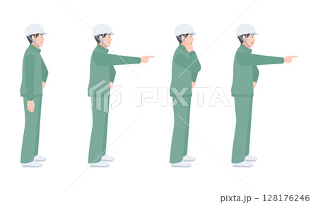 指差呼称する男性作業員 指差呼称する男性作業員 128176246