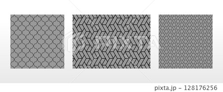 Geometric set of seamless black and gray patterns. Simple vector graphics Geometric set of seamless black and gray patterns. Simple vector graphics 128176256