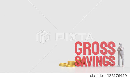 The Gross savings and coins for Business concept 3d Rendering. 128176439