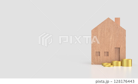 The House and coins for property or real estate concept 3d Rendering. 128176443