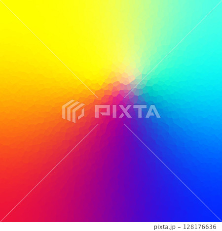 Polygonal rainbow mosaic background. Abstract low poly vector illustration. Triangular pattern in halftone style. Template geometric business design with triangle for poster, banner, card, flyer Polygonal rainbow mosaic background. Abstract low poly vector illustration. Triangular pattern in halftone style. Template geometric business design with triangle for poster, banner, card, flyer 128176636