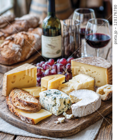 赤ワインと相性の良い各種チーズ 128176780