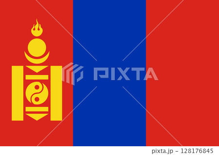 Flag of Mongolia. Mongolian national symbol in official colors. Template icon. Vector background Flag of Mongolia. Mongolian national symbol in official colors. Template icon. Vector background 128176845