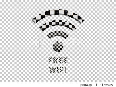 Wi-Fi 標記，黑白格子免費 wifi 插圖，圖標，象形圖 128176989