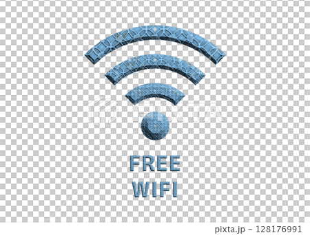 Wi-Fiマーク 青い陶器のフリーwifiのイラスト アイコン ピクトグラム 128176991