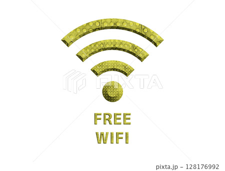 Wi-Fiマーク 黄色いwifiのイラスト アイコン ピクトグラム 128176992