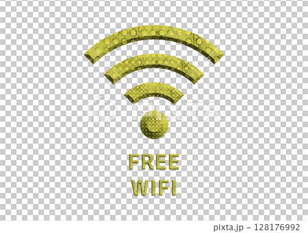 Wi-Fiマーク 黄色いwifiのイラスト アイコン ピクトグラム 128176992