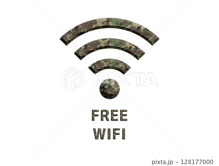 Wi-Fiマーク 迷彩柄のフリーwifiのイラスト アイコン ピクトグラム Wi-Fiマーク 迷彩柄のフリーwifiのイラスト アイコン ピクトグラム 128177000