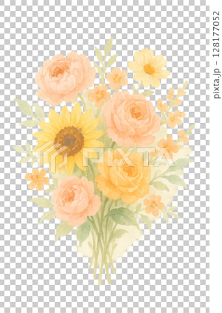 柔和色調的水彩花束插圖 128177052
