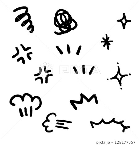いろいろな表情の手描き線画イラストセット 128177357